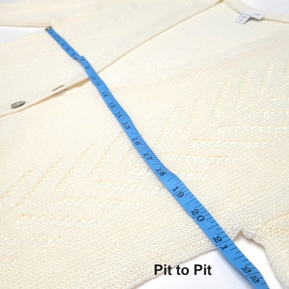 J Jill Womens Linen Blend Button Up Cardigan Size L Missy Ivory Cottagecore - Picture 5 of 10